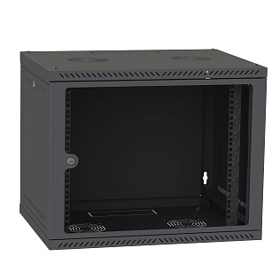 Шкаф настенный 12U 600x600 дверь стекло, черный