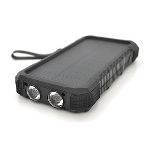 Power bank 20000 mAh Solar, Type-C / PD / QC3.0, ударозащищеный прорезиненный корпус, Black, Corton 