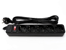 Мережевий фільтр PROLOGIX 075P5-45B, 220В 10А, 5 розеток, 4.5м, чорний