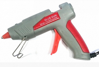 Пистолет клеевой с питанием от 220V ZD-5A, клей диаметром-7мм, 40W, Red / Gray, Blister