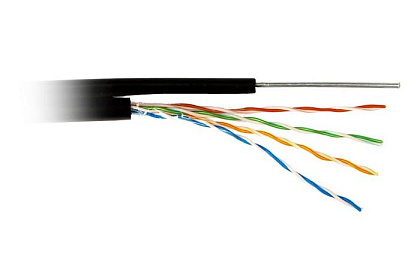 Кабель витая пара Standard UTP 4x2x0.5мм, наружный, Cat. 5E, CCA, PVC+PVE, 305м с троссом 1,2 мм