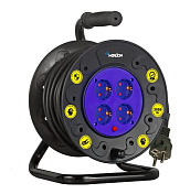 Удлинитель на катушке MERLION 2х1,5, 30 м, 16А, 220В, 4xSCHUKO socket, кабель нг-LS, тепловое реле (