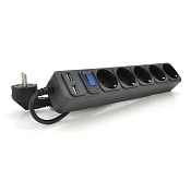 Сетевой удлинитель MERLION B518U, 220В 10А, 5 розеток + 2 порта USB 2.1A, 1,8 м, сечение 3х0,75мм, ч