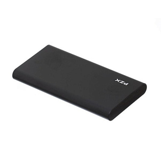 Power bank 8000mAh PZX-C128, USB-1A + mini USB +кабель USB micro, LED фонарик, Black, Blister-BOX