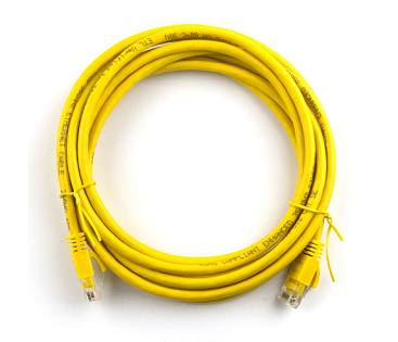 Патч-корд литой, UTP, RJ45, Cat.5e, 15m, желтый, Cu (медь)