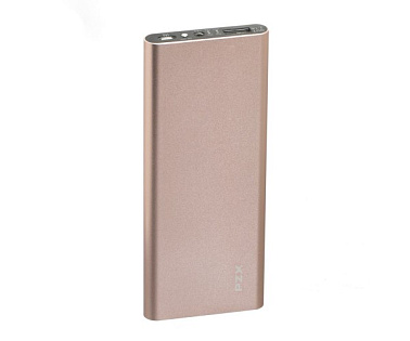 Power bank 11200mAh PZX-C118, USB-2.1A + mini USB +кабель USB micro, LED фонарик, Rose-gold, Blister