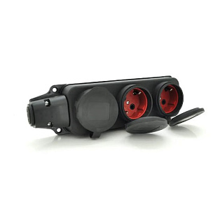 Колодка PiPo PP / SP-3133 / 3 / 44 / 16B, 16А, 220-240В, IP44, с заглушкой, с заземлением 3 гнезда, 
