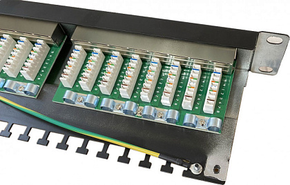 Патч-панель 19" 24хRJ-45 FTP 1U cat.6, в сборе
