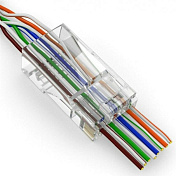 Коннектор Merlion RJ-45 8P8C UTP Cat-5 (50 шт/уп.) для сквозного подключения