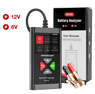 Тестер для аккумуляторных батарей BM-580, 6V/12V + крокодиллы