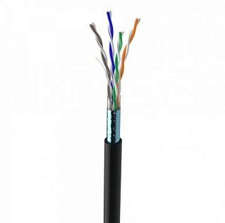 КНПЭ FTP (4*2*0.51) 4p 24 AWG, (CCA), изоляция ПЭ, экран для нар. работ, 305м, Black
