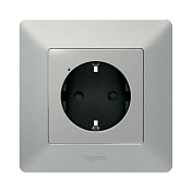 Умная розетка 2К + З (Valena Life with NETATMO), 16А 230В, алюминий