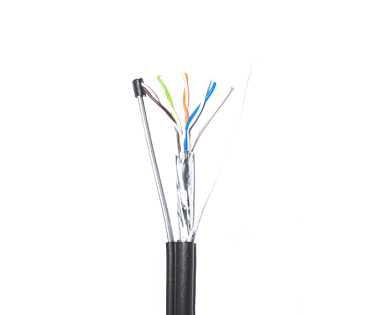 КНПЭп FTP 4p 24 AWG, (CCA), изоляция ПЭ, экран, наружный с проволокой, 305м, черный