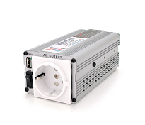 Инвертор напряжения Mervesan MSI-300-12 (300W), 12 / 220V, approximated, 1Shuko, USB, клемы + зажимы