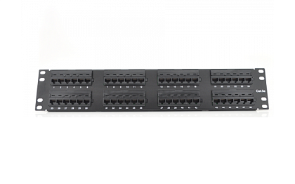 Патч-панель 48 портов UTP DUAL кат 5Е, 19", 2U неэкранированная черная Q10