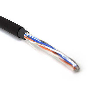 КНП UTP (4*2*0.51) 4p 24 AWG, (CCA), изоляция ПВХ+ПЭ, наружный, 305м, черный