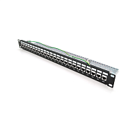 Патч-панель 24 порта FTP кат 7Е 19" 1U экранированная черная Q25