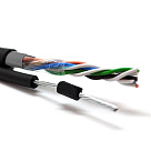 КНПт UTP (4*2*0.5) 4p 24 AWG, (CCA), изоляция ПВХ+ПЭ, наружный с тросом, 305м, черный