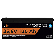 Акумулятор LP LiFePO4 25,6V - 120 Ah (3072Wh) (Smart BMS 100А) з BT пластик для ДБЖ