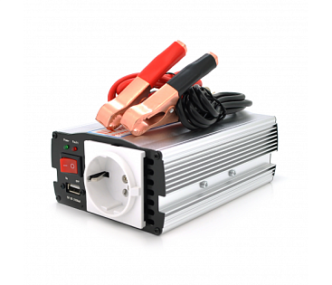 Инвертор напряжения Mervesan MRV-15012 (150W), 12 / 220V, approximated, 1Shuko, клемы + крокодилы, B