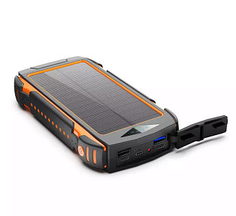 Power bank 30000 mAh Solar, PD18W, ударо защищеный прорезиненый корпус, Orange, Corton Box