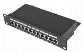 Патч-панель 12 портов FTP кат 7Е 19" 1U экранированная черная Q25