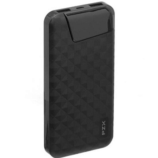 Power bank 10000mAh PZX-YV07, USB-2.1A + 1A + кабель USB micro, Black, Blister-BOX