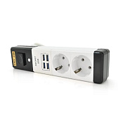 Сетевой удлинитель Senmaxu SMX-066, 2 Розетки + 4 USB, 1,5м, Grey, Box