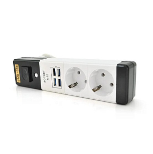 Сетевой удлинитель Senmaxu SMX-066, 2 Розетки + 4 USB, 1,5м, Grey, Box