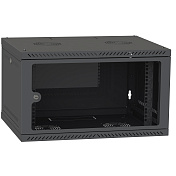 Шкаф настенный 6U 600x600 дверь стекло, черный