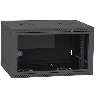 Шкаф настенный 6U 600x600 дверь стекло, черный