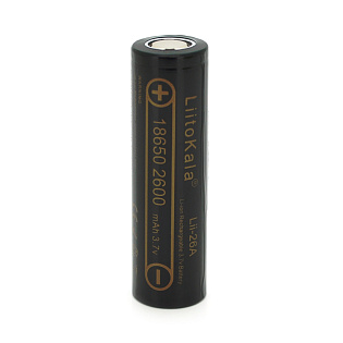 Аккумулятор 18650 Li-Ion LiitoKala Lii-26A, 2600mah （2450-2650mah）, 3.7V (2.75-4.2V), Black