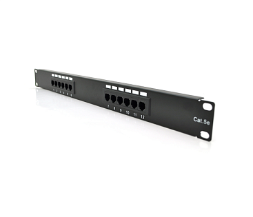 Патч-панель 12 портов UTP кат 5Е 19" 1U неэкранированная черная Q30
