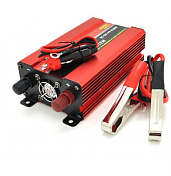 Інвертор напруги NV-1000 (600Вт)+LCD, 12/220V, approximated, 1 універсальна розетка, клеми + крокодили